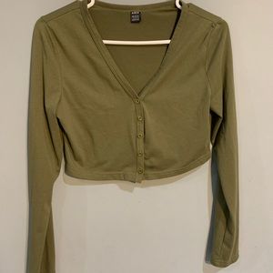 Green Cropped Cardigan
